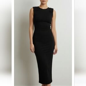 Vtg Piccalino Petite Sz 2 Black Sleeveless Midi Dress Stretch Knit Whimsigoth